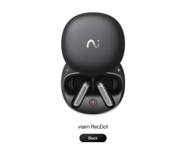 Штучний інтелект для запису нотаток, вбудований у розумні навушники viaim RecDot Black